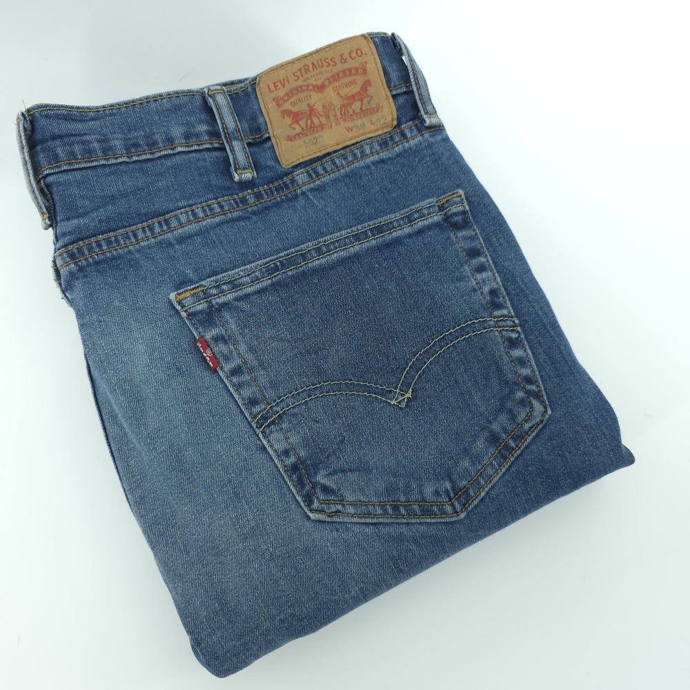 Levi's 502 Blue Jeans Mens 38X32 Measured 38X31 Taper Fit Comfort Stretch Denim